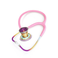 ProCardial® Titanium Adult Cardiology Stethoscope - Light Pink Glitter/Kaleidoscope + Case - MDF Instruments UK