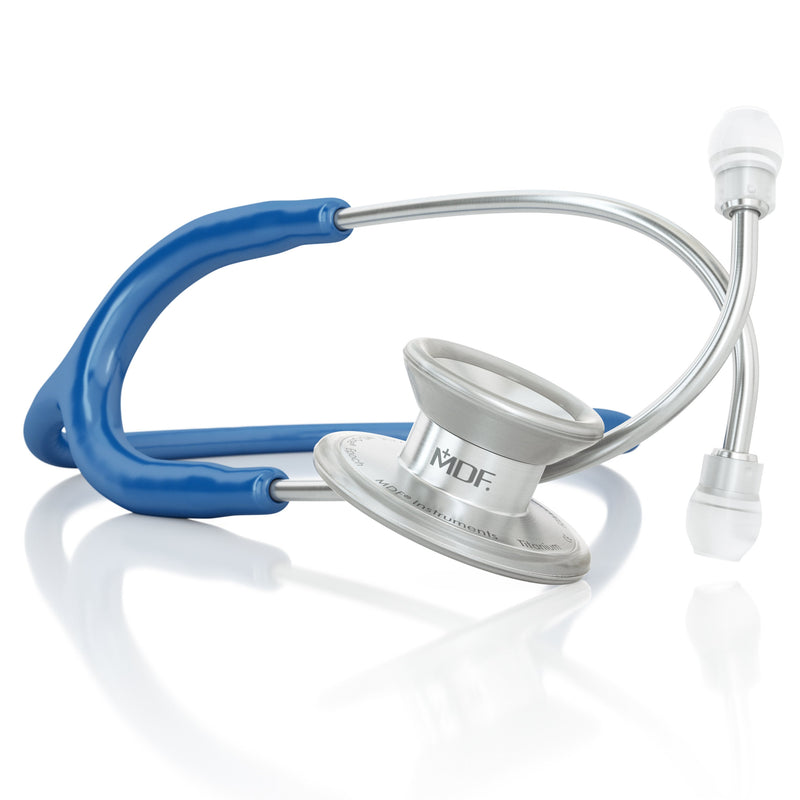 MDF® MD One® Epoch Titanium Stethoscope - Silver - Royal Blue