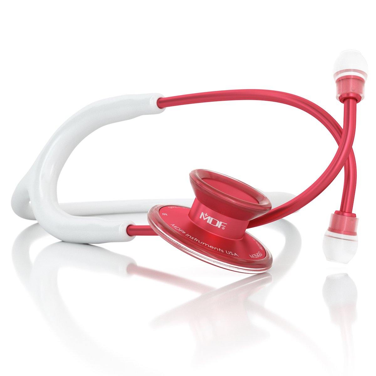 Acoustica® Adult Aluminum White Red Stethoscope - MDF747XPR29
