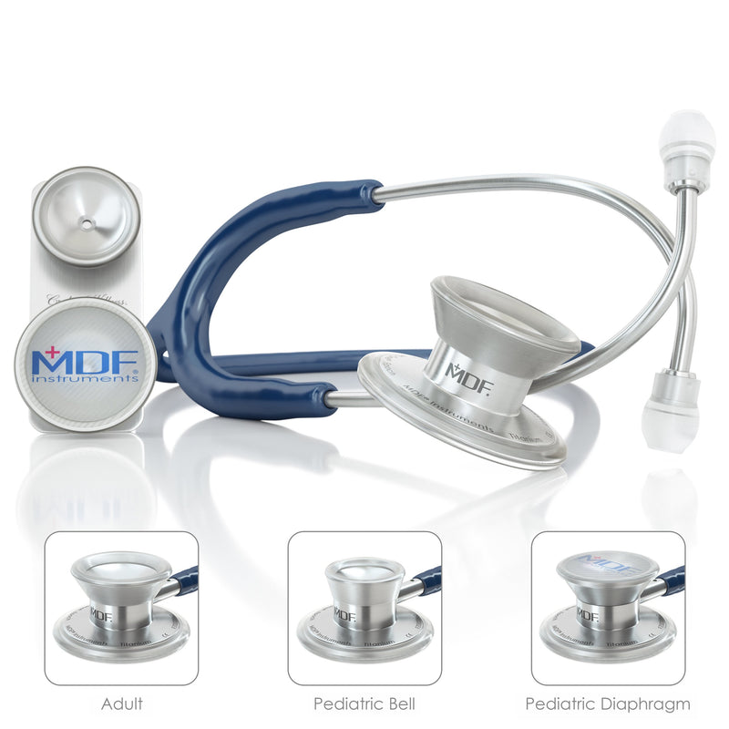 MDF® MD One® Epoch Titanium Stethoscope - Silver - Navy Blue