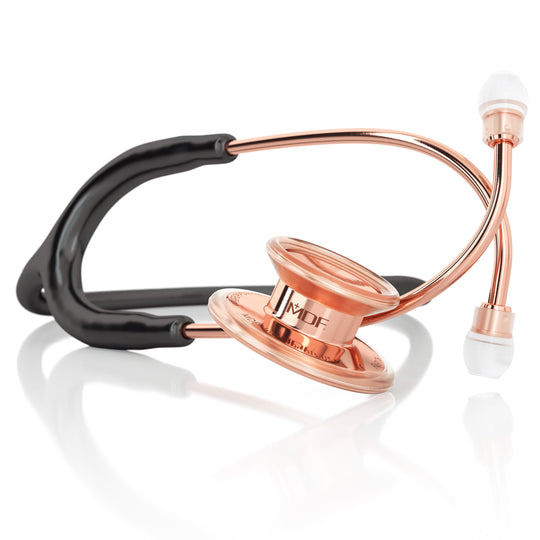 MDF® MD One® Adult Stainless Steel Stethoscope - Rose Gold - Black