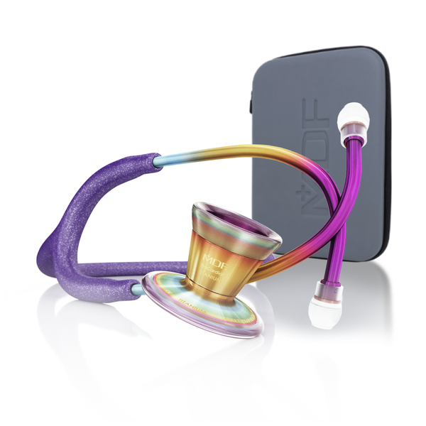 ProCardial® Titanium Adult Cardiology Stethoscope - Purple Glitter/Kaleidoscope + case