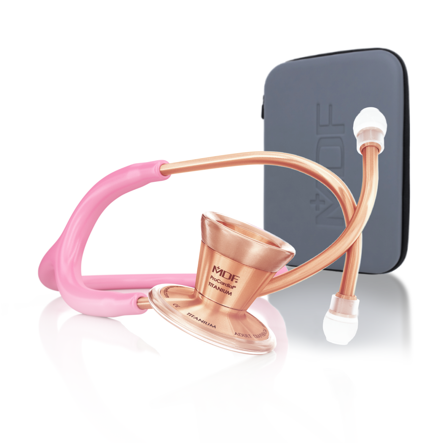 ProCardial® Titanium Adult Cardiology Stethoscope - Pink Glitter/Rose Gold + Case