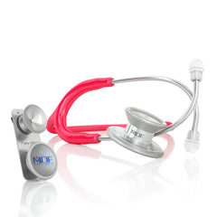 MD One® Epoch® Titanium Adult & Pediatric Stethoscope - Raspberry/Silver - MDF Instruments UK