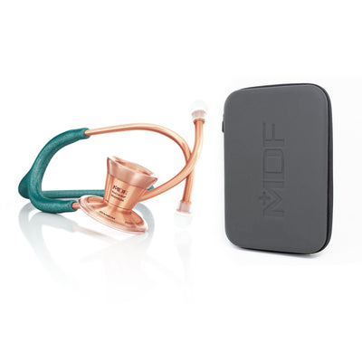 ProCardial® Titanium Adult Cardiology Stethoscope - Green Glitter/Rose Gold + Case - MDF Instruments UK