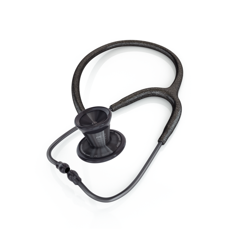 ProCardial® Titanium Adult Cardiology Stethoscope - Black Glitter/BlackOut + Case - MDF Instruments UK
