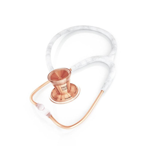 ProCardial® Titanium Adult Cardiology Stethoscope - Carrera Marble/Rose Gold+ Case - MDF Instruments UK
