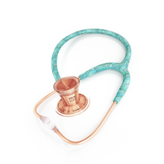 ProCardial® Titanium Adult Cardiology Stethoscope - Turquoise/Rose Gold + Case - MDF Instruments UK