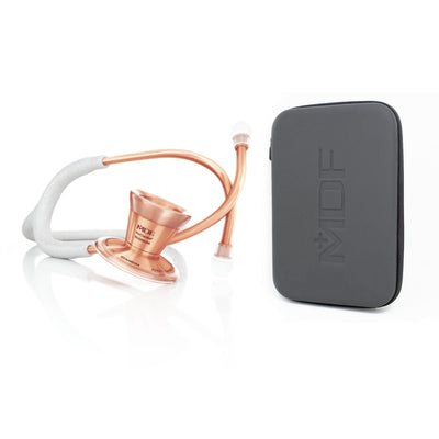 ProCardial® Titanium Adult Cardiology Stethoscope - White Glitter/Rose Gold + Case - MDF Instruments UK