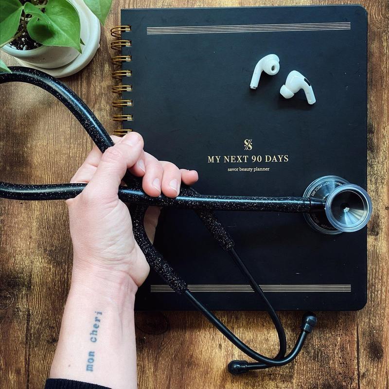 ProCardial® Titanium Adult Cardiology Stethoscope - Black Glitter/BlackOut + Case - MDF Instruments UK